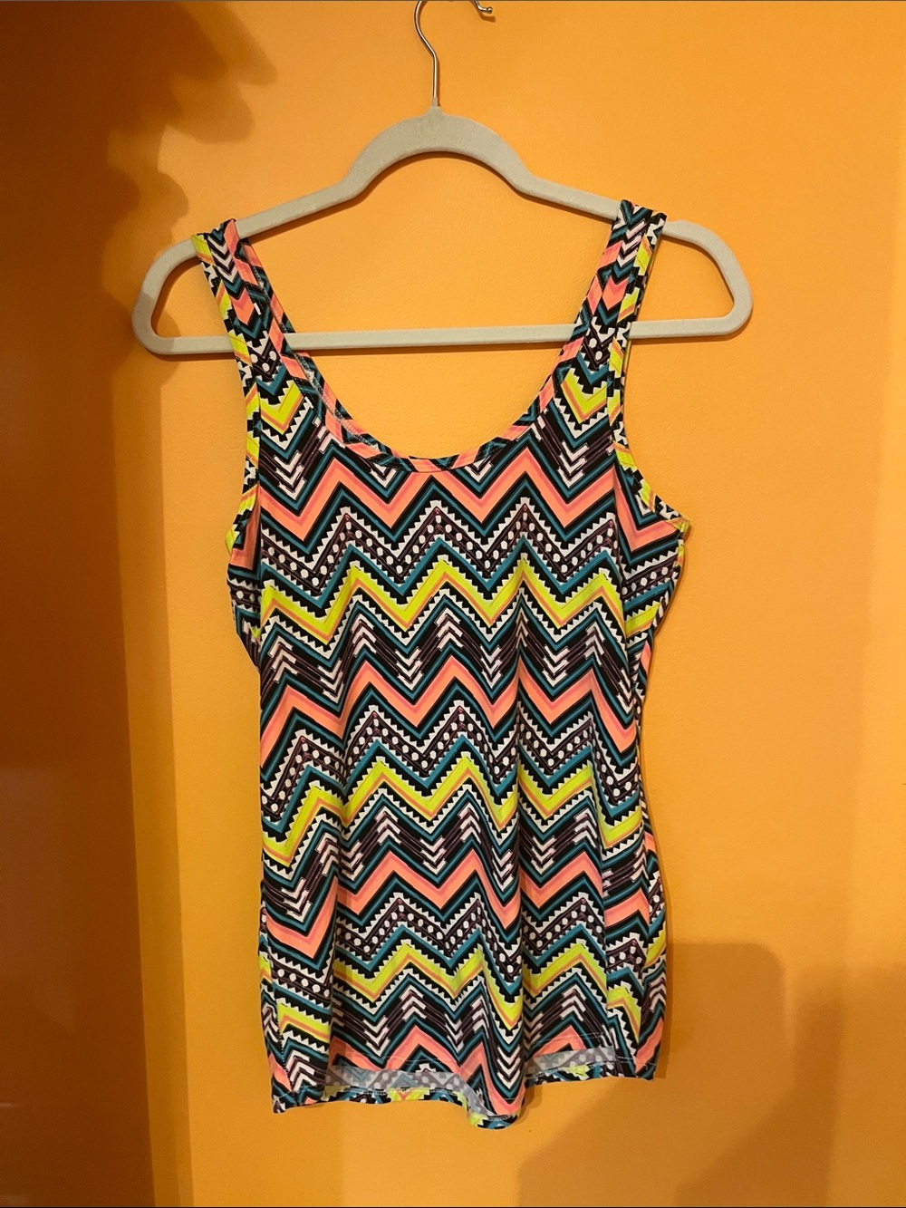 No Boundaries Chevron Tank Top in Pink, Yellow, Black